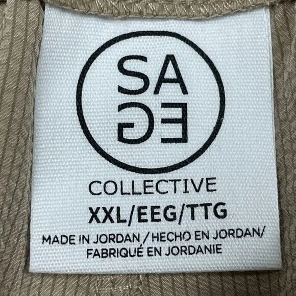 Sage Collective Tan Cargo Wide-Leg Cropped Pants XXL Stretchy Fit d0677 - Picture 2 of 9